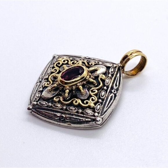 Konstantino 18K Gold Sterling Silver & Pink Stone Pendant Enhancer - Picture 6 of 7